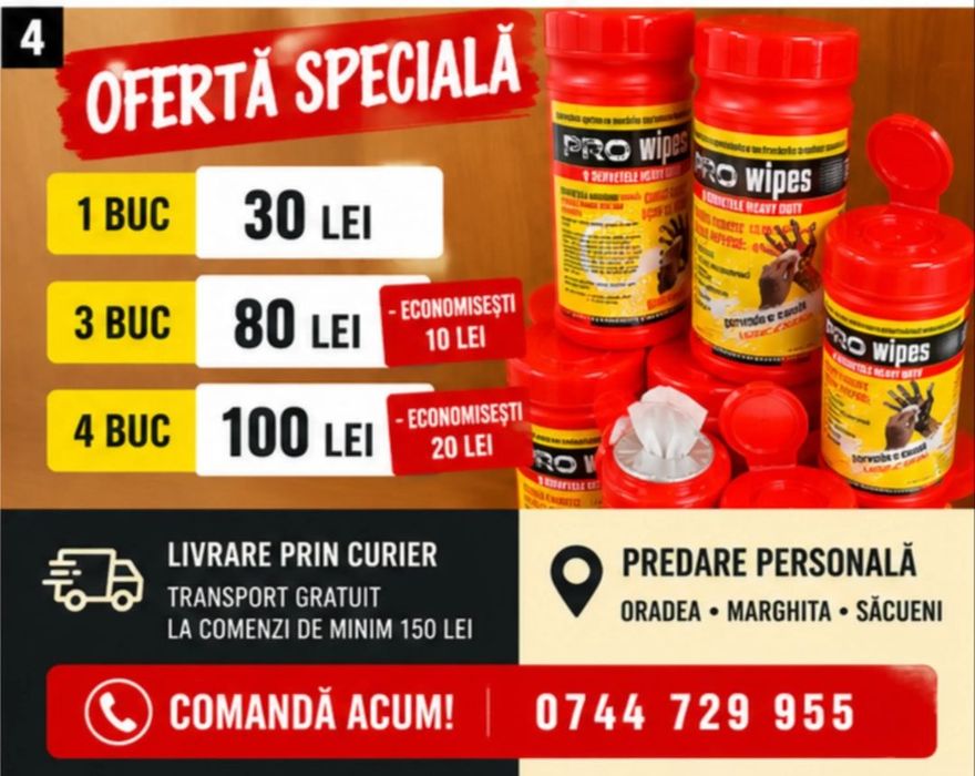 Șervețele umede– PRO Wipes Heavy Duty