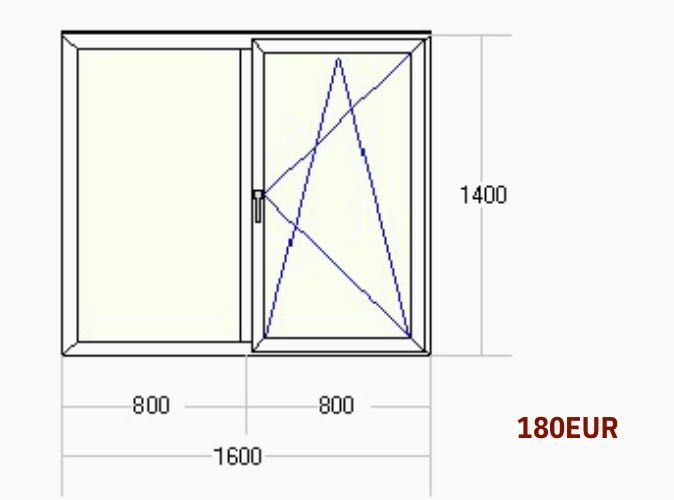 (4броя)PVC дограма Kömmerling   двоен стъклопакет, 4–5 г., отлична