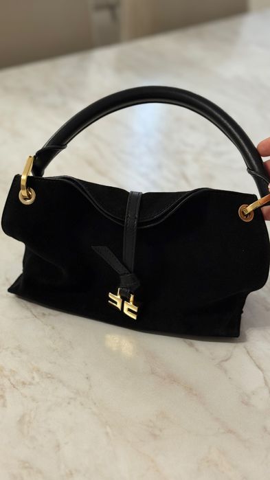elisabetta franchi icon suede black чанта