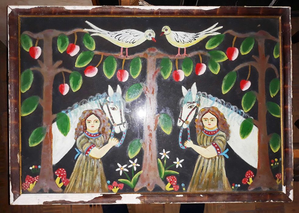 Tablouri vechi, colecție în ulei, cusute „în urma acului ”