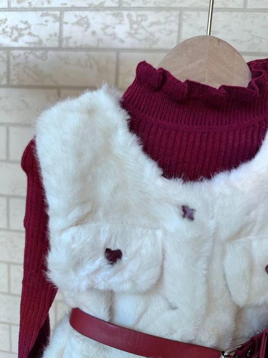 Детский комплект для девочки  Жилет  свитер  брюки Тёплый