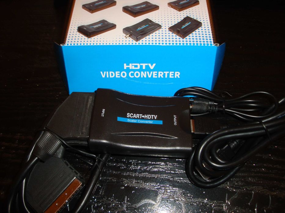 adaptor TV scart la HDMI FULL HD convertor video + cablu Scart + HDMI