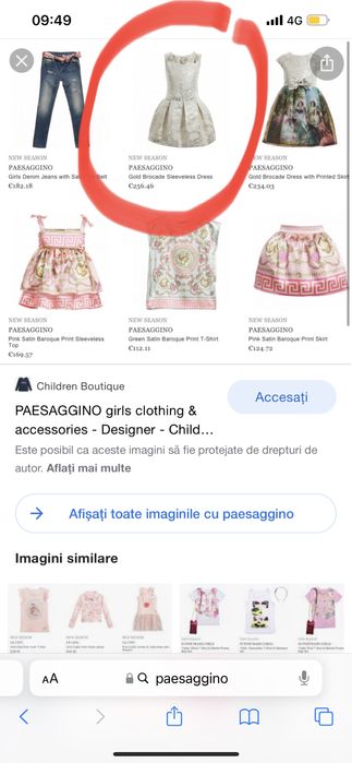 Rochita fete eleganta PAESSAGINO brand lux cadou blanita George