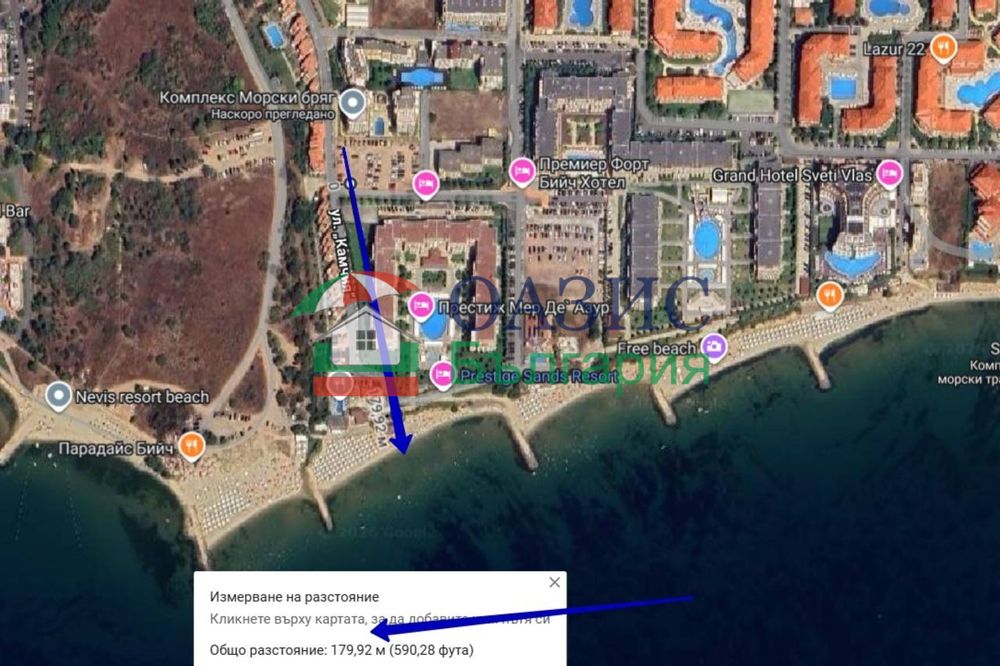 Студио с довършителни работи "до ключ" в елитен комплекс "Сатурн", на 200 м от морето, Свети Влас, 35.09 кв. м,
