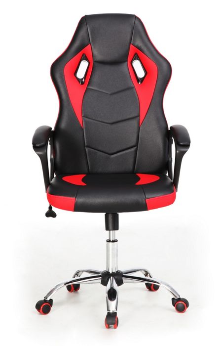 Scaun de gaming capitonat și ergonomic Happy Home - Negru și roșu