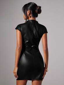 Rochie mini eleganta imitatie piele - NOU / cu eticheta