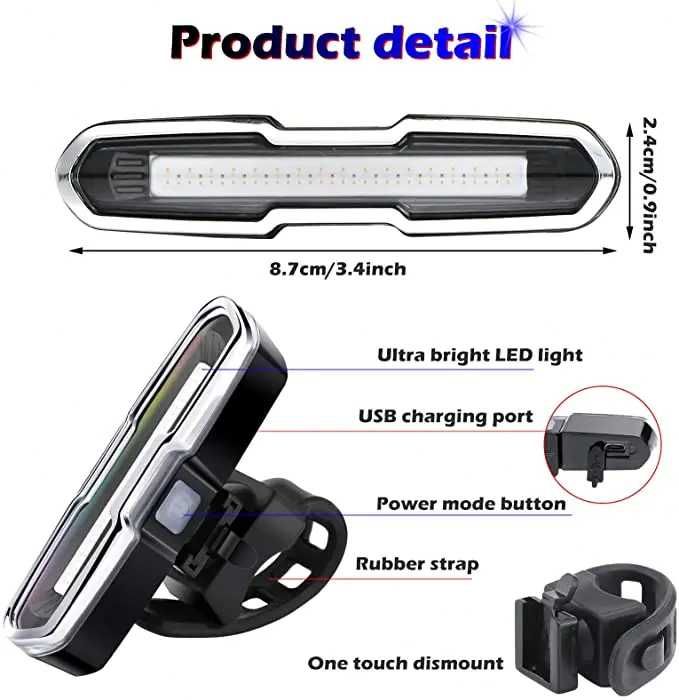 Lumini spate casca stop LED incarcare USB pt bicicleta, trotineta