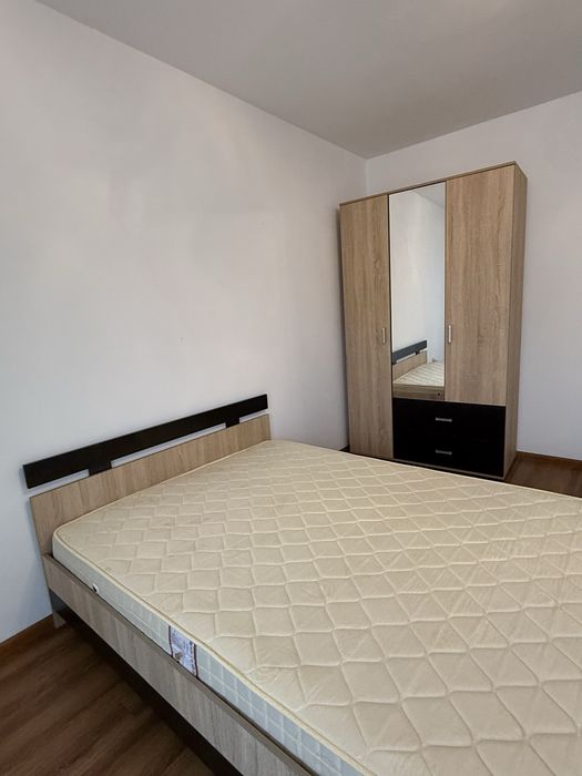 Set dormitor: pat 140x200+Saltea ostopedica+Dulap cu oglinda