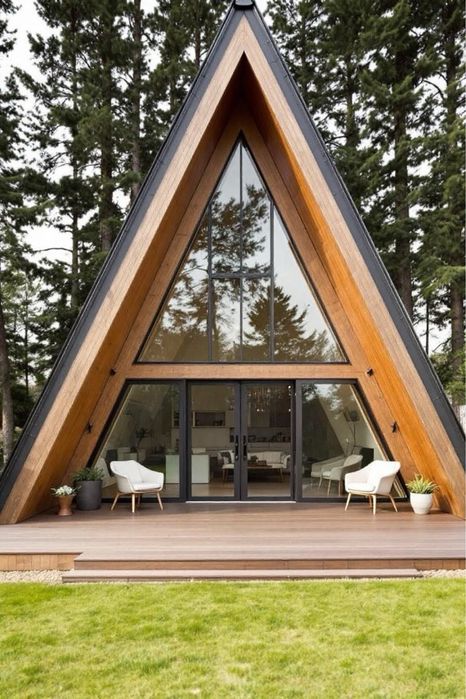 Cabana tip A de vanzare la cheie cu foisor