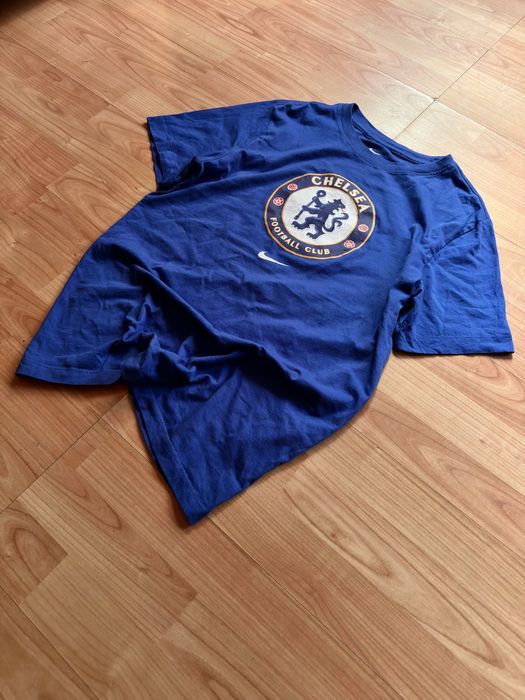 Tee T-shirt tricou football soccer crew neck Nike x Chelsea FC Premier League chest logo blue cotton
