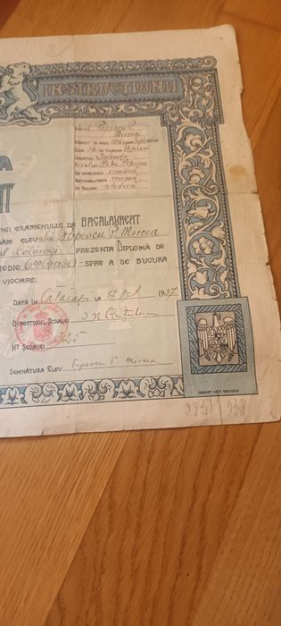 Document vechi, Diploma 1937