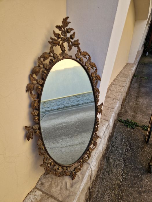 Уникално голямо антикварно френско бронзово огледало