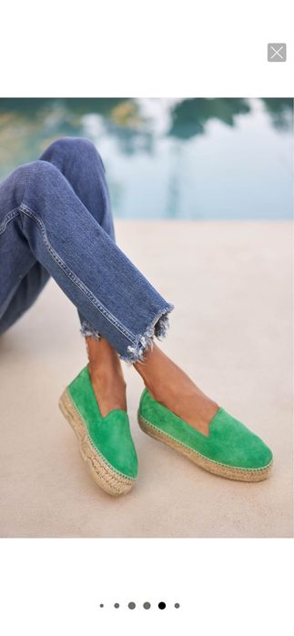 Espadrile verzi din piele intoarsa MANEBI