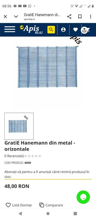 Gratii Haneman pentru stupi orizontali
