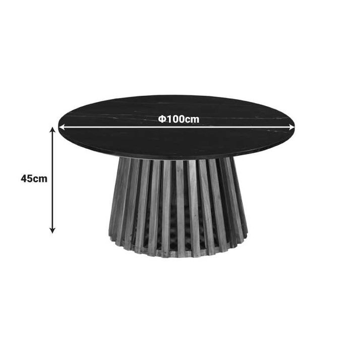 Холна маса, Mable, Черен, Бежов, Мрамор, 100х100х45см.