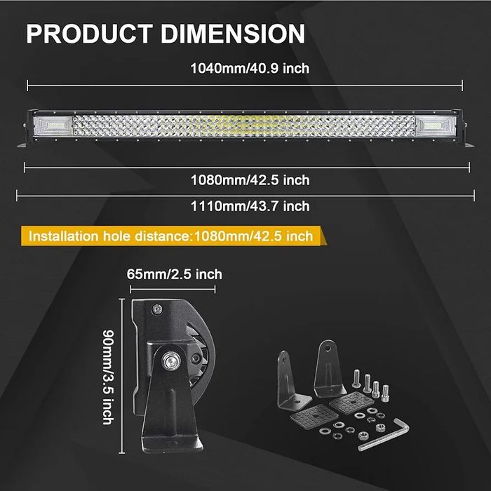 107см, 540W Лед бар Willpower 42 инча, три реда диоди, 12V - 30V, IP67
