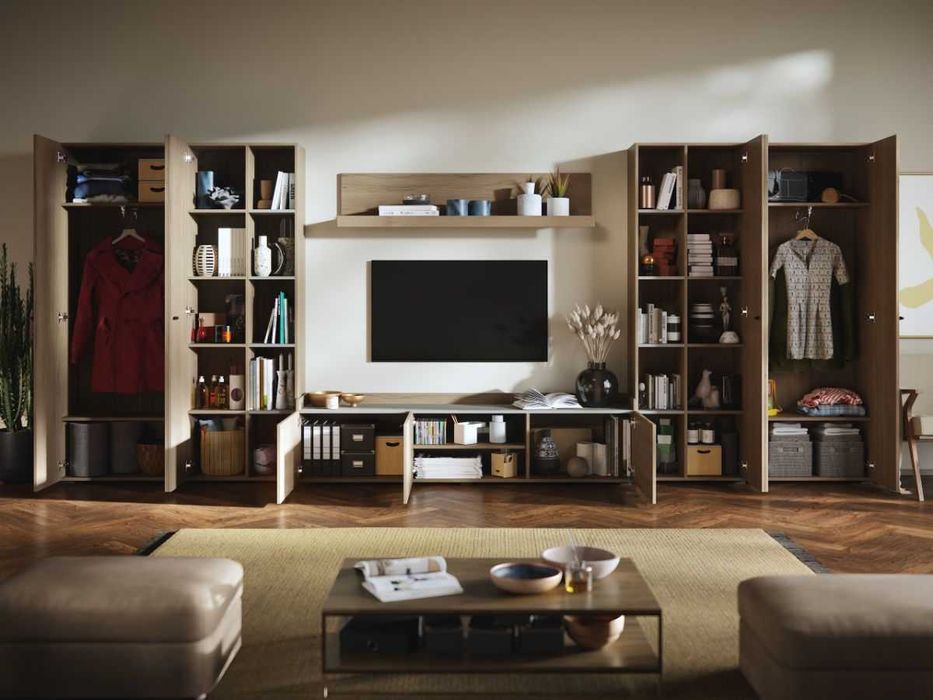 Living Silensia C5 DUO – Mobila sufragerie aspect lemn / bej