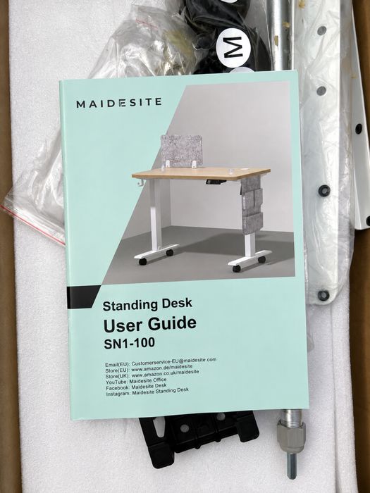 Birou electric reglabil pe înălțime MAIDESITE SN1-100, alb, Standing Desk, nou