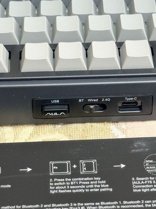 Геймърска клавиатура AULA F75 Pro, 2.4Ghz/Type-C/Bt5.0, безжична, сива