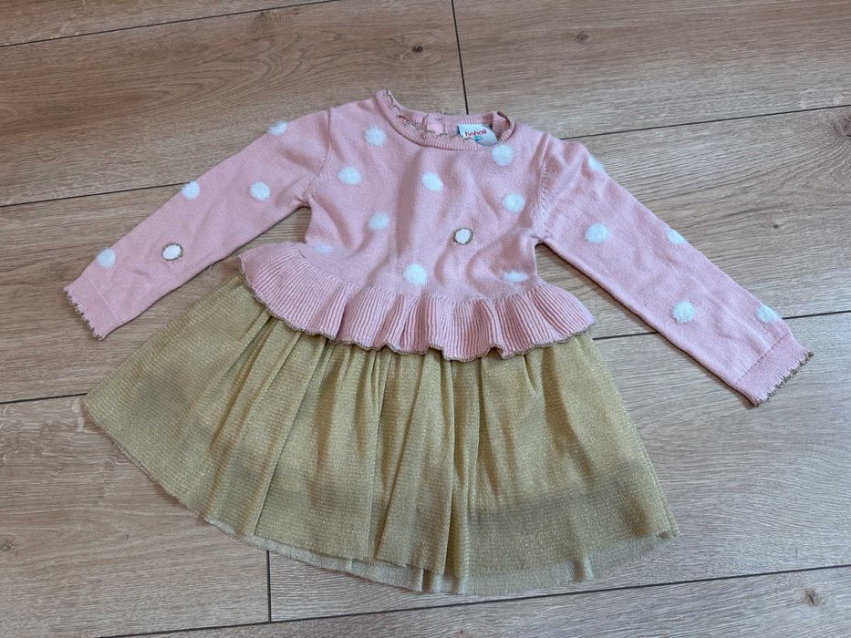 Блестящи роклички за принцеси - GUESS 18М / Boboli 18M, 86см / Вълшебна рокличка с 3D пеперуди в циклама 12-18М