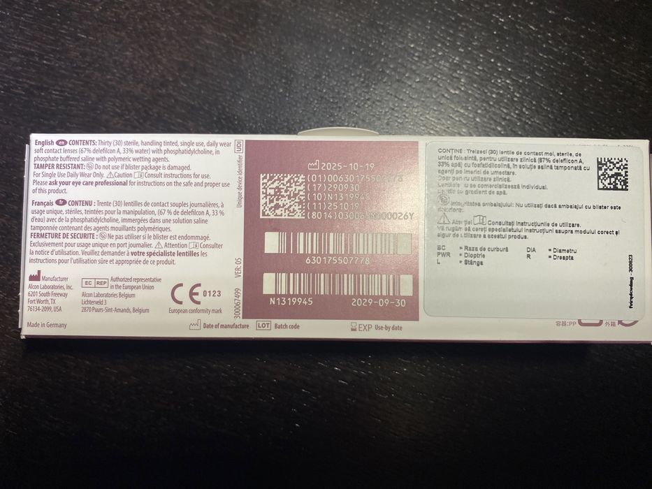 Cutie lentile contact Alcon -4.25 dioptrii – sigilată