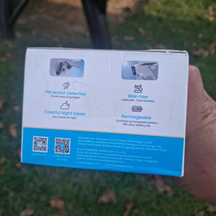 Cameră exterior cu panou solar,  conectare pe telefon,  nouă,  card inclus,  Belgia