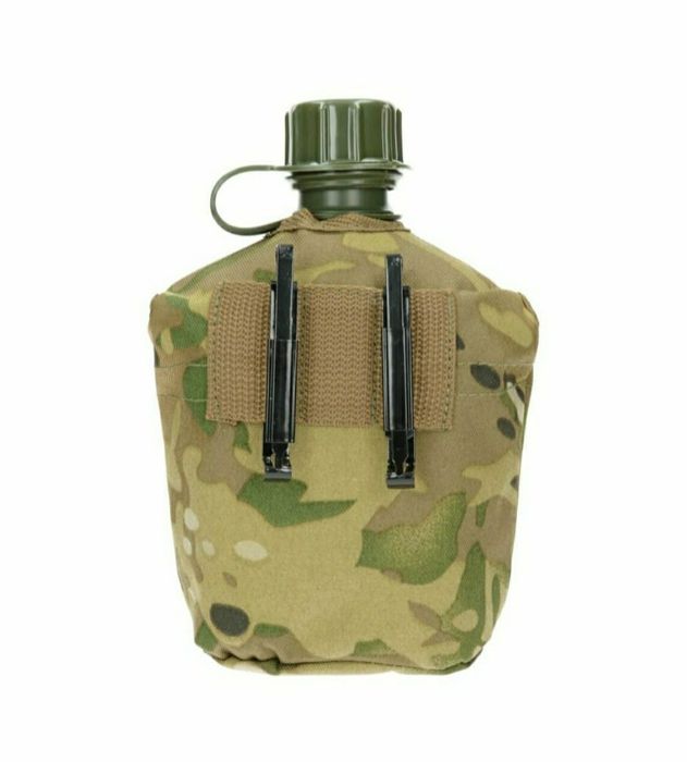 Манерка за вода  1л с канче за храна и тактически калъф с клипси