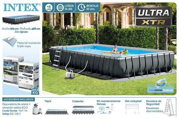 Intex бассейн 975х488х132 см все комплект