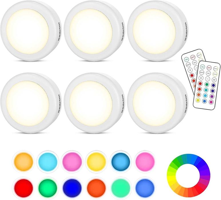 Set 6 spoturi LED Wireless Cadrim – 13 Culori – 2 Telecomenzi