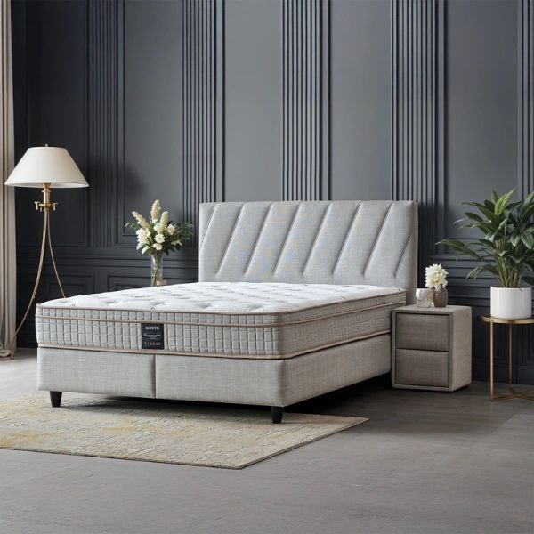 Тапицирана спалня с матрак SIESTA 140 x 200 - сив 02