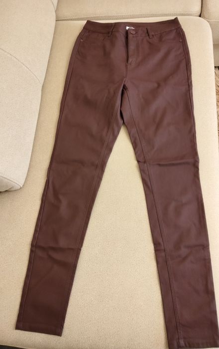 Pantaloni dama din piele grena 42 L