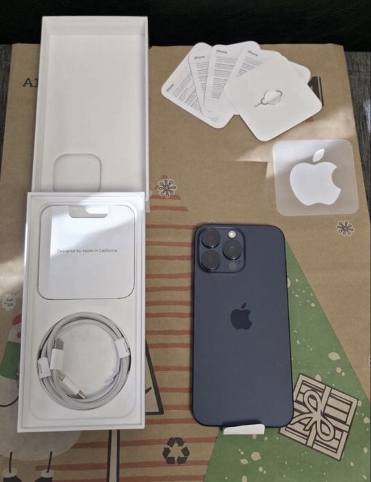 КАТО НОВ 256GB iPhone 15 Pro Max A1 5G Гаранция 2026 Titanium Blue Син