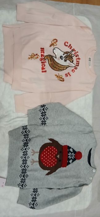 Коледни пуловери  1-2г, Н&М, УD 100% памук