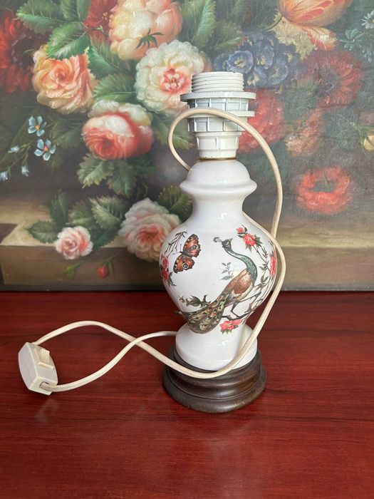 A288 veioza ceramica si lemn, 27cm H functionala