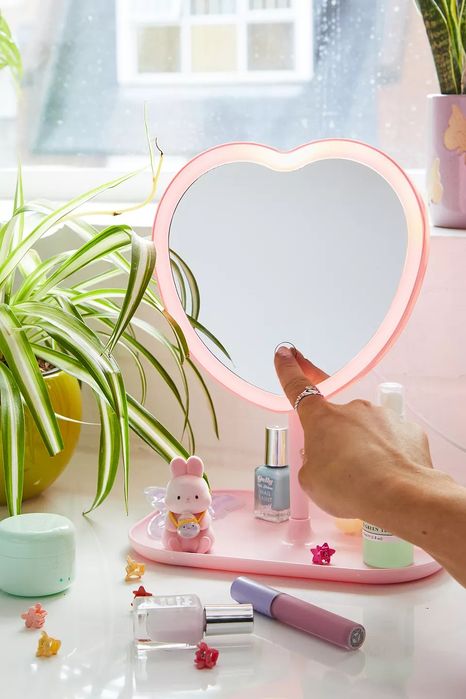 Ново - 2 в 1 Настолно лед огледало за гримиране и нощна лампа с форма