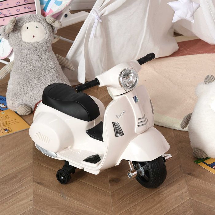 HOMCOM Електрически мотоциклет за деца, Vespa 6V електрически мотоциклет с помощни колела