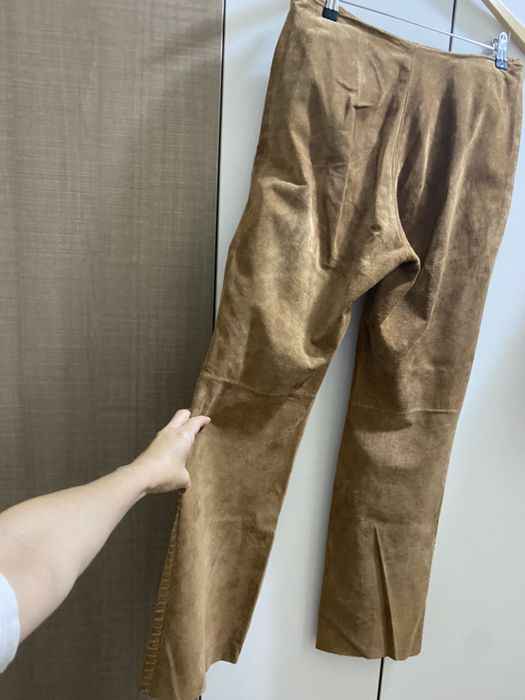 pantaloni-dama-piele naturala/caprioara-marimea M,cul. crem,captusiti