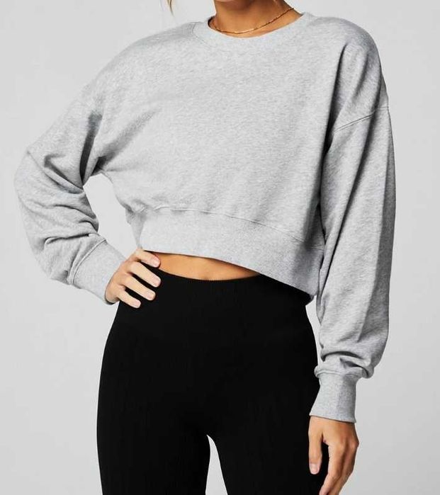 серый укороченный кроп свитшот XS-S