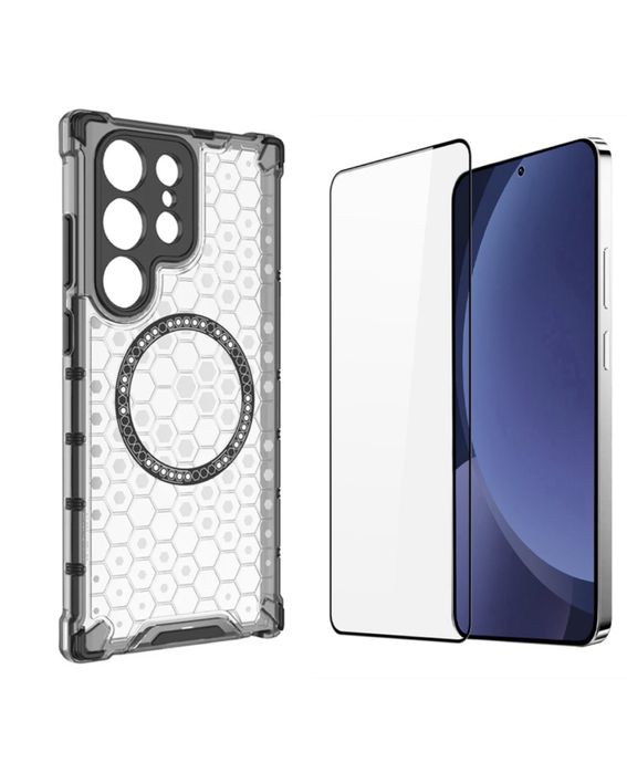 Samsung S25 EDGE PLUS ULTRA Husa Magsafe Spate Clear + Folie Sticla