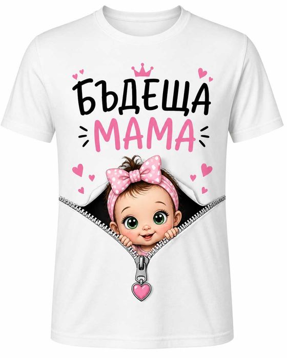 Тениска за бременни дами/ Персонализирана тениска за бъдеща мама