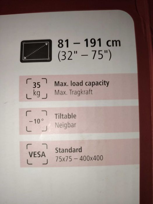 Suport TV de perete Hama , Reglabil, 32"-75" (81cm-191cm) , NOU