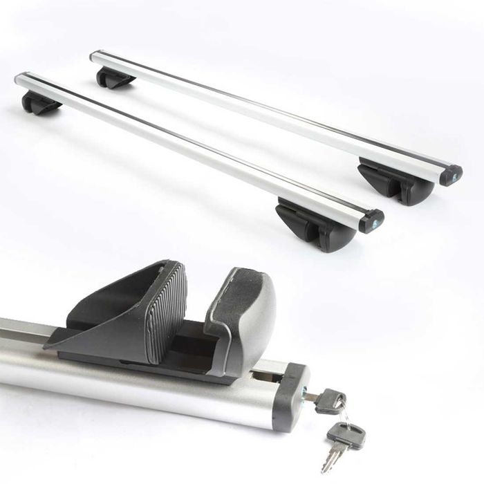 Универсални алуминиеви напречни греди за багажник - 132см. с Ключ.