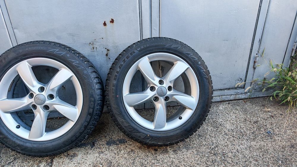 Set roți iarnă originale Audi 5x112 R17 66,5 — Jante ca noi și anvelope de iarnă 225 55 R17 impecabile ca noi (~8.5 mm)  Audi A4 A6 Q5