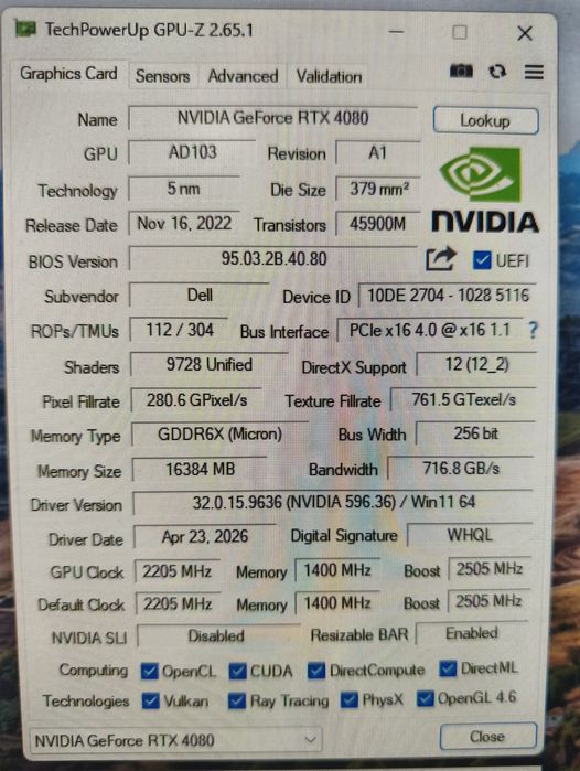 RTX4080/Core i9 14900KF/32gb ddr5/512gb ssd/Alienware Aurora R16 case/