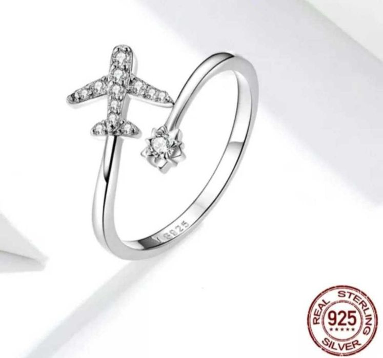 Inel avion, argint, reglabil, cadou pentru ea, cadou iubita, prietena