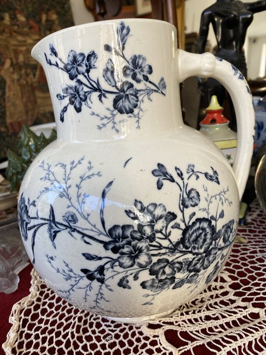 Керамична кана за вино или вода Холандска - старинна с рисувани цветя