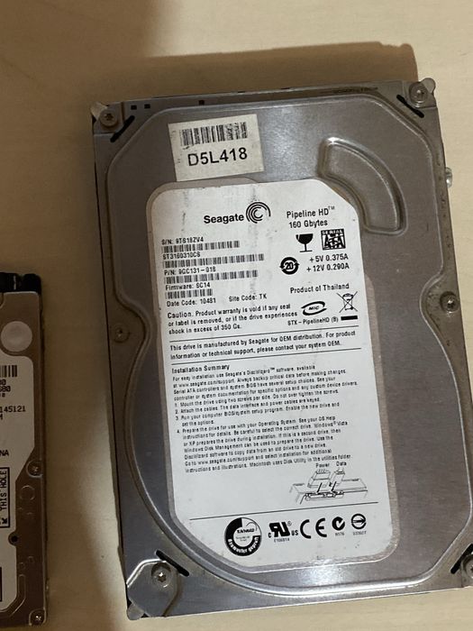 Vand hdd segate 160 gb