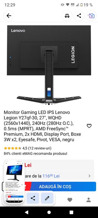 Vând schimb monitor Legion dedicat gaming