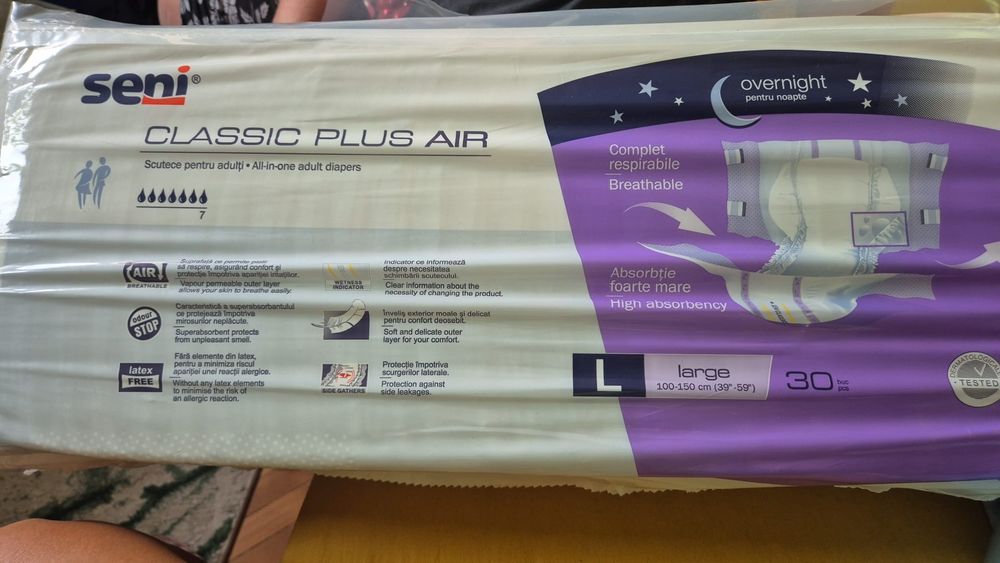 Scutece pentru adulți Seni Classic Plus Air, mărimea Large adulti
