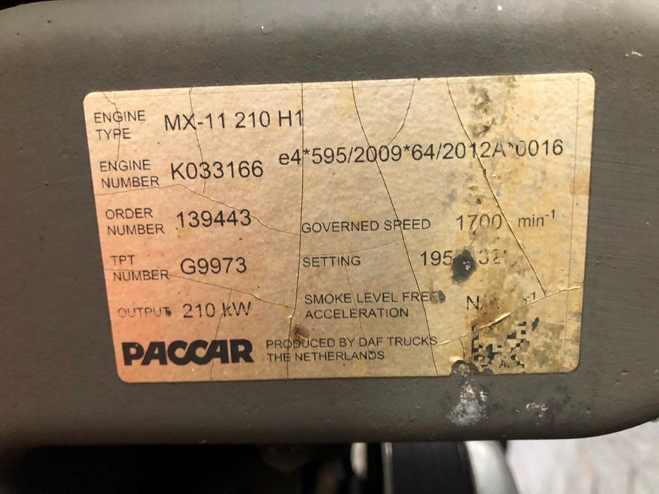 Motor DAF MX11 290 CP Euro 6 XF CF camion